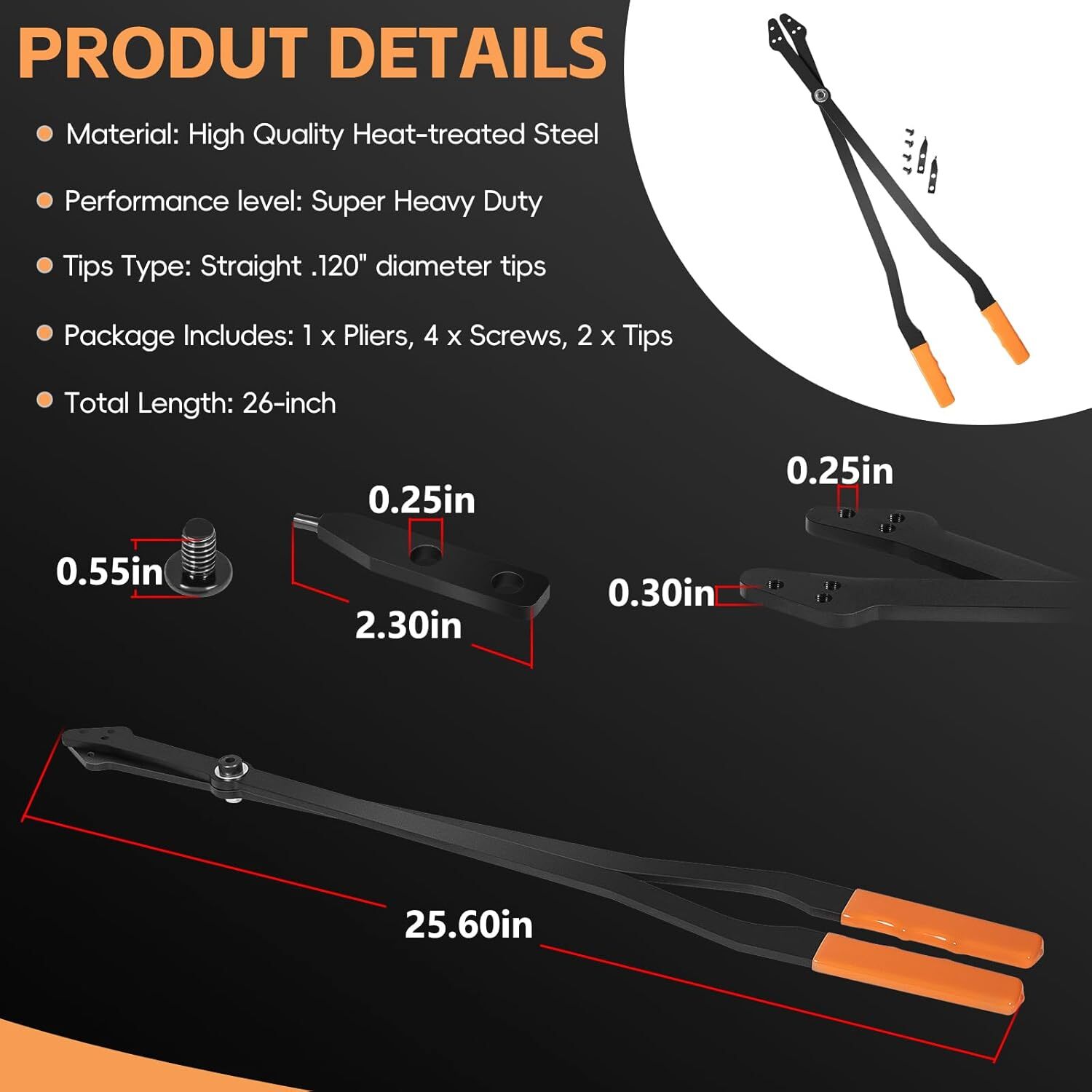 26" Heavy Duty Snap Internal Retaining Ring Pliers Large Internal Retaining Tool