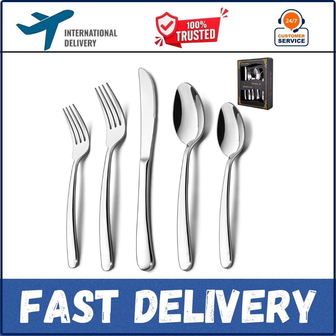 Stainless Steel Cutlery Set, 40-Piece Heavy Duty Silverware, Set for 8