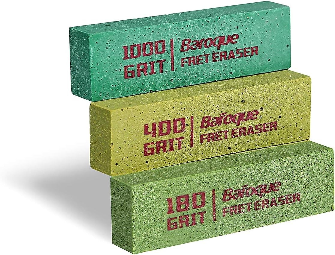 Guitar Fret Polishing & Cleaning Kit - Set of 3 Erasers for All Instruments