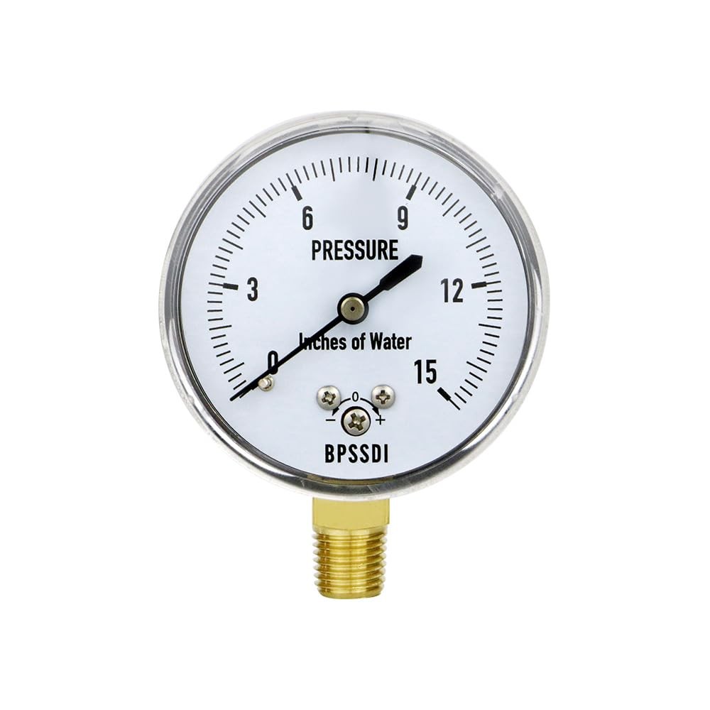 0-15 Inches of Water Column Gauge, Low Pressure Gauge, Capsule Gauge, 304 Sta...