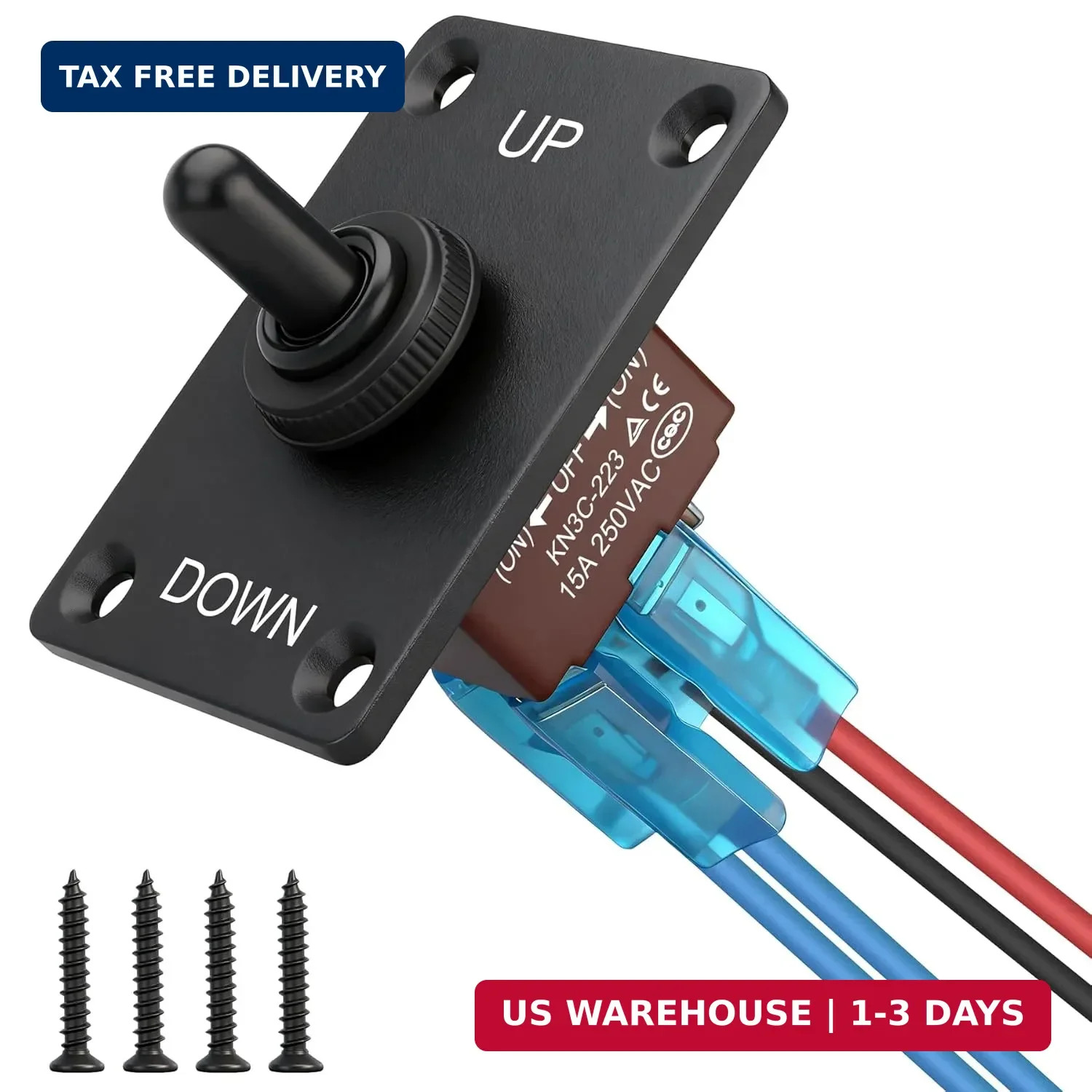 Reverse Polarity Toggle Switch, 12V 30A, DPDT Momentary (ON)-Off-(ON) Toggle Swi