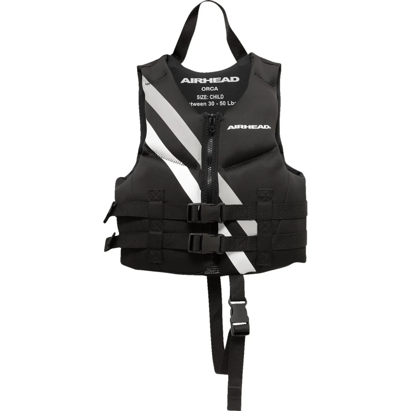 AIRHEAD SPORTS 3242-0071 10075-02-B-BK Child Orca Vest Black White New Free Ship