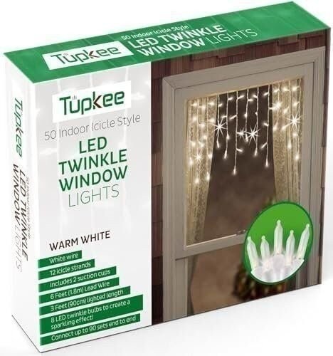 Christmas LED Twinkle Window Icicle Lights - 3 Feet (0.91 m) - 8 of 50 Lights...