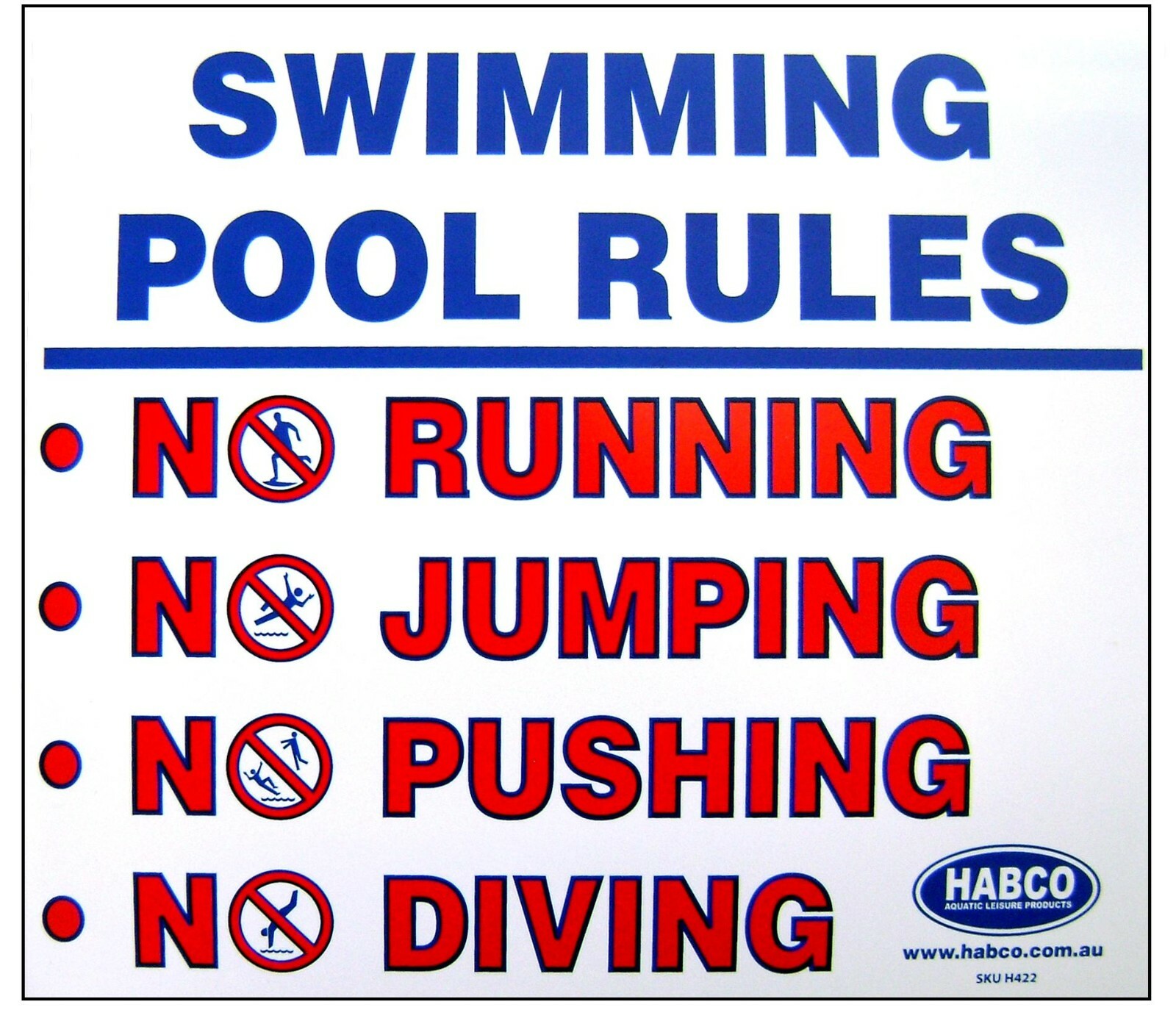 Swimming Pool Sign Pool Rules Habco Quality Pool Products