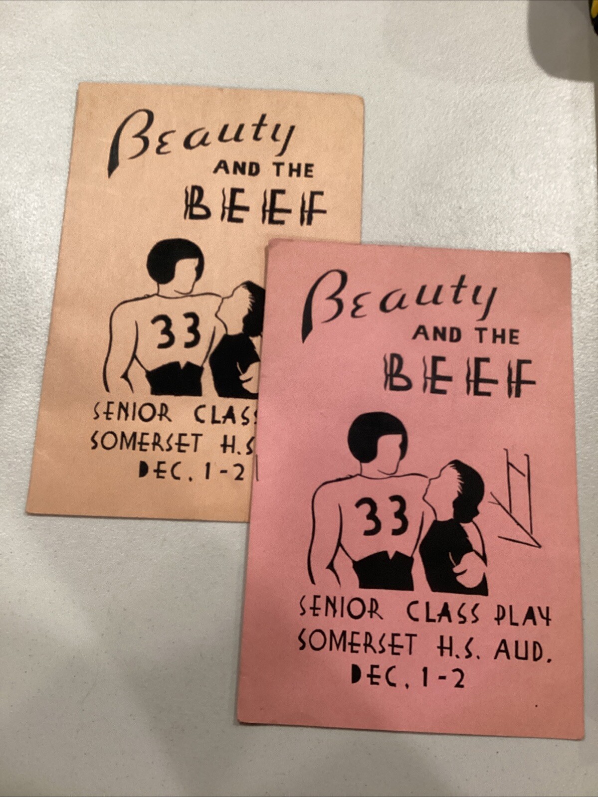 1950 Somerset High School Beauty And The Beef High School Play Program Pair
