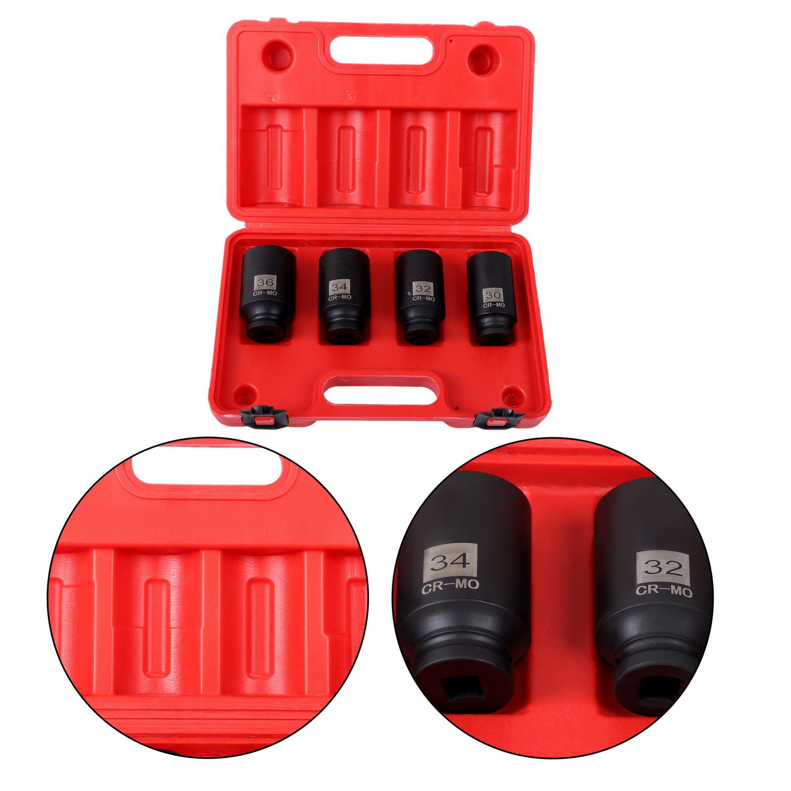 LABLT 12 point 1/2" Drive Deep Spindle Axle Nut Socket Set 30mm 32mm 34mm 36mm