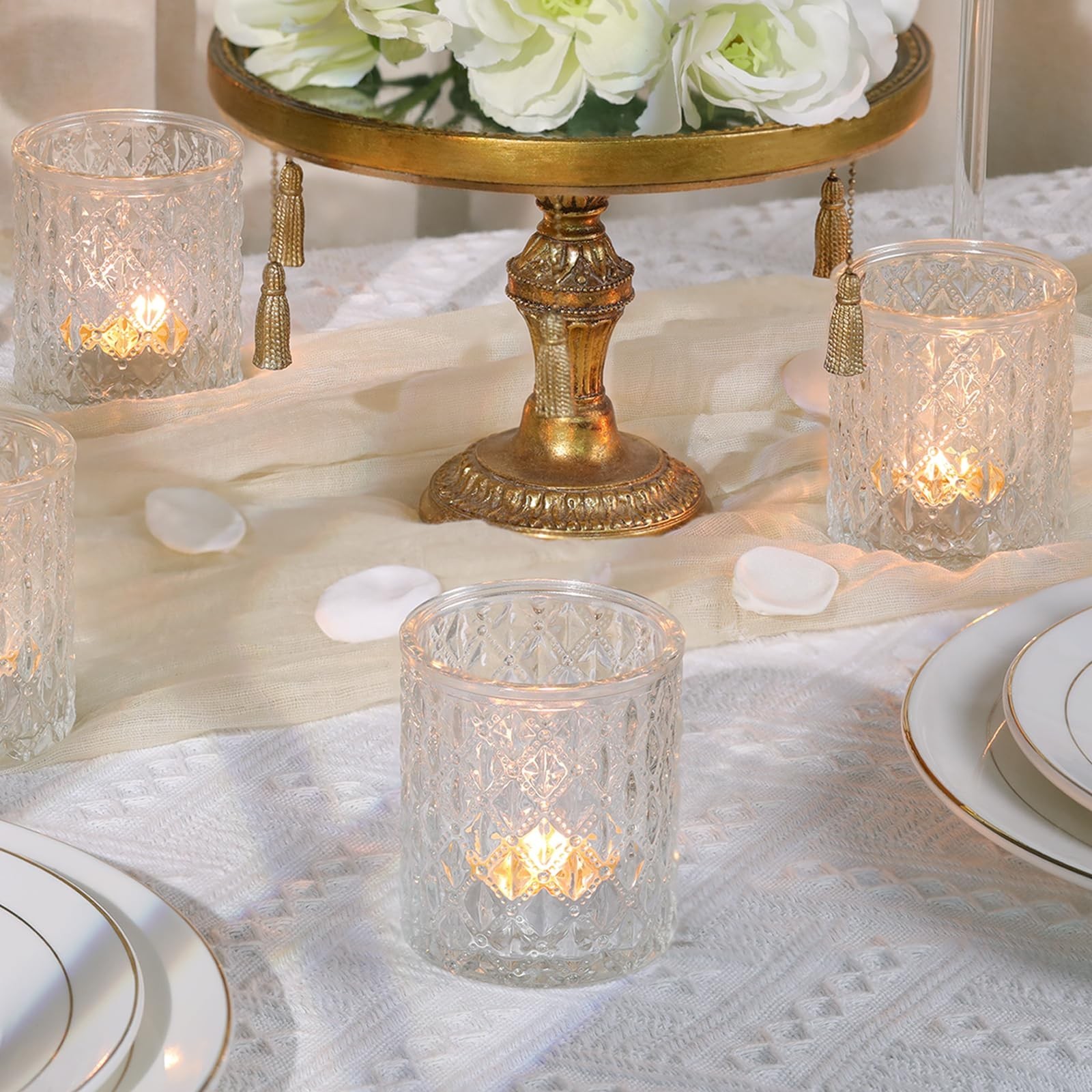 12Pcs Large Votive Candle Holders 2.8 * 3.2in Clear Tea Light Candle Holders ...