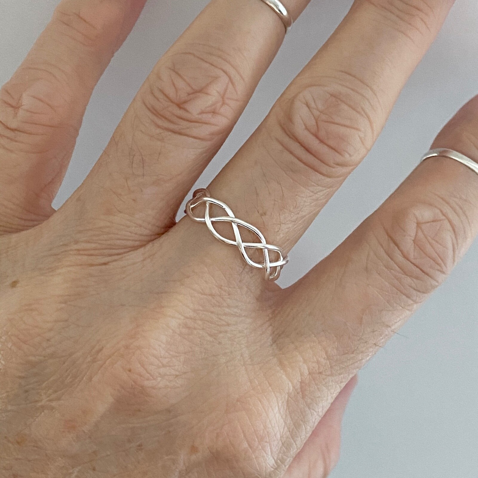 Sterling Silver Thin Wire Weave Ring, Silver Rings, Boho Swirl Jewelry