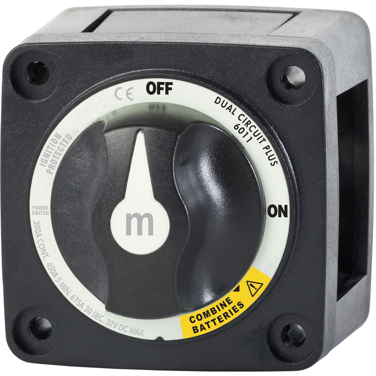 6011200 M-Series Mini Dual Circuit Plus Boat Marine RV Battery Switch - Black