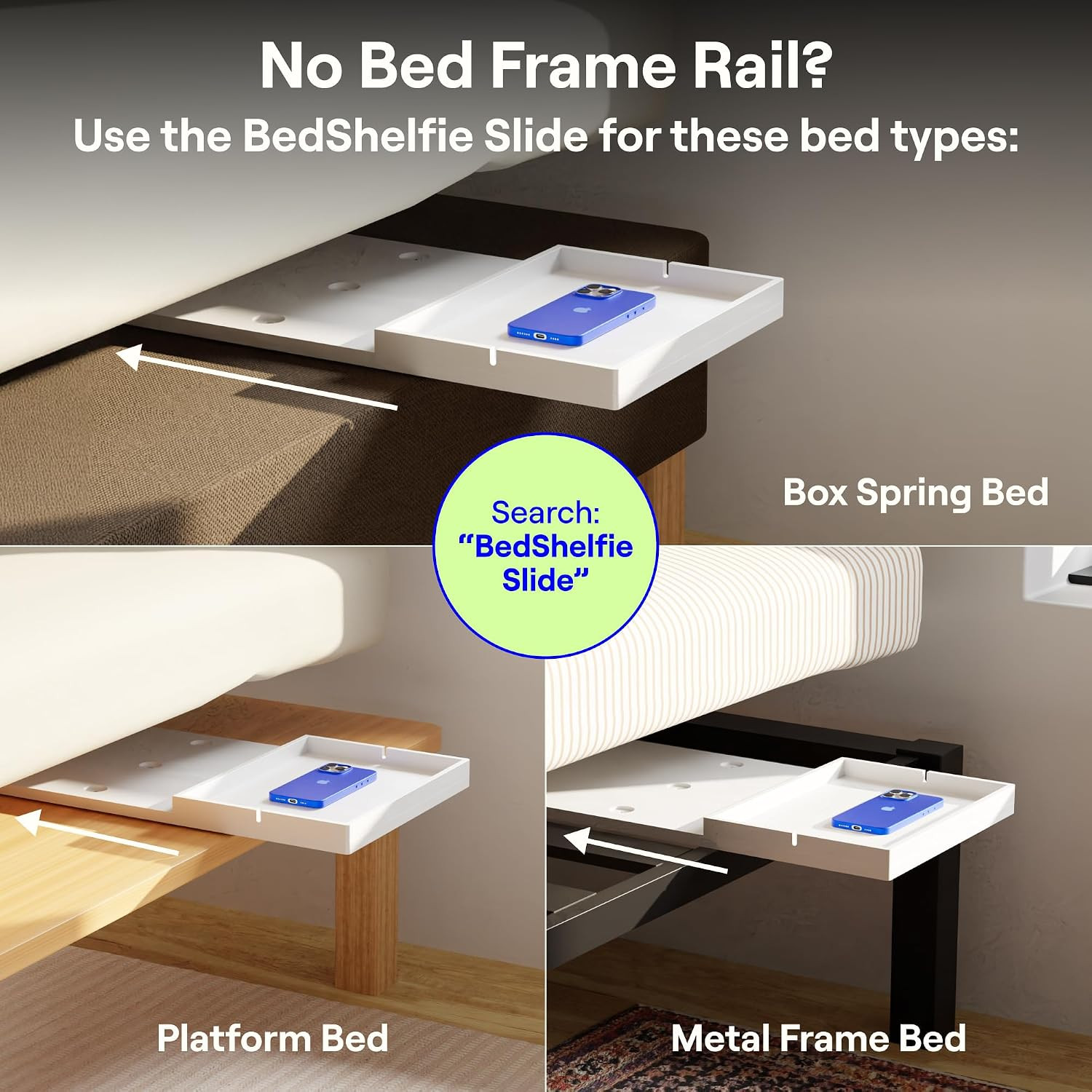 Bedside Shelf for Dorm Room Bunk Bed & Top Bunk, College Dorm Room Essentials, B
