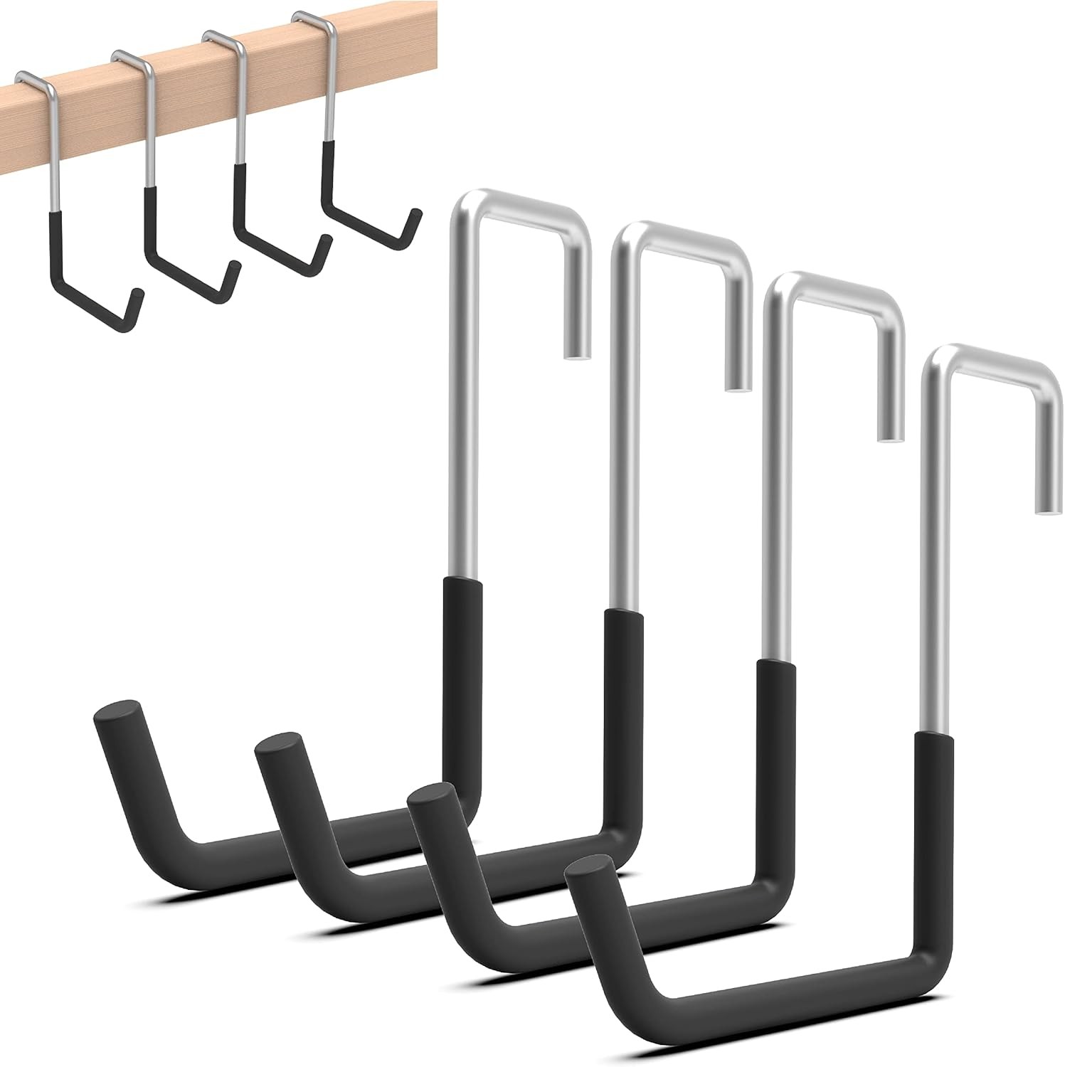 HUHOLE Rafter Hanger, 4PC, Hook, Bike Hangers for Garage, Large Black