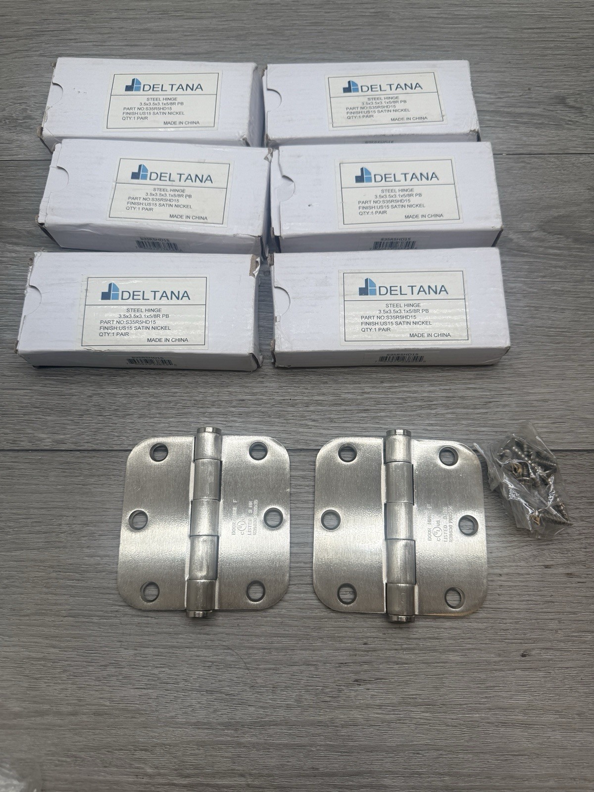 Deltana S35R5HD15 3.5" x 3.5" Plain Bearing Hinge - Pair - Satin Nickel LOT OF 6