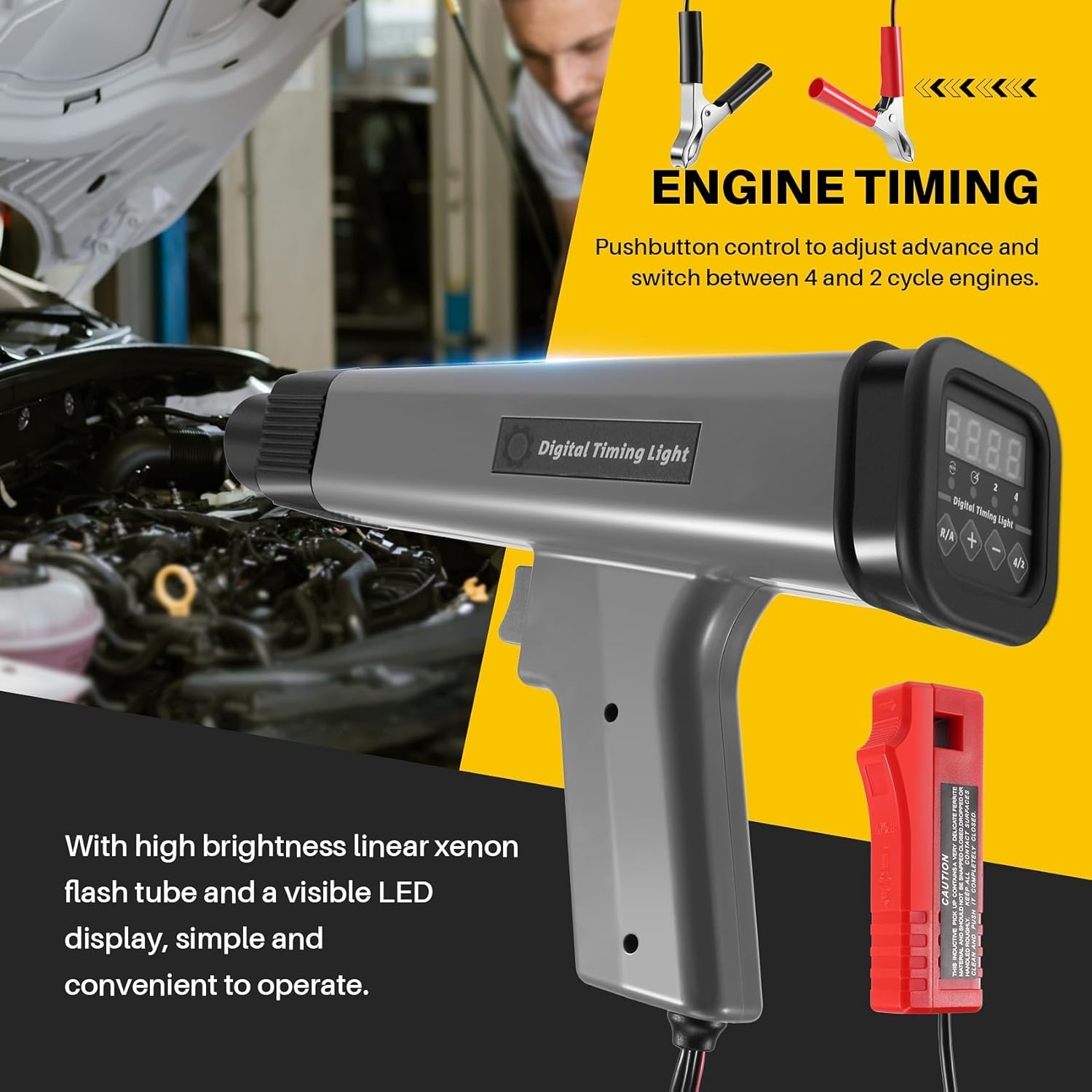 12V Car Digital Engine Timing Light with LED Display Ignition Timing Strobe Ligh