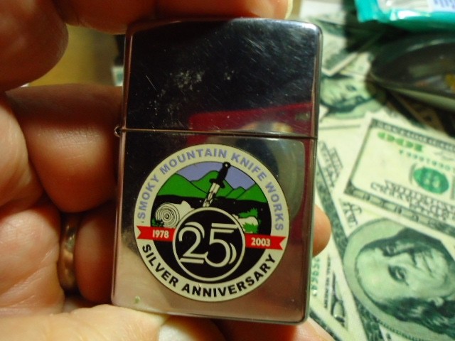 2003 Smoky Mountain Knife Works 25th Silver Anniversary Zippo Lighter
