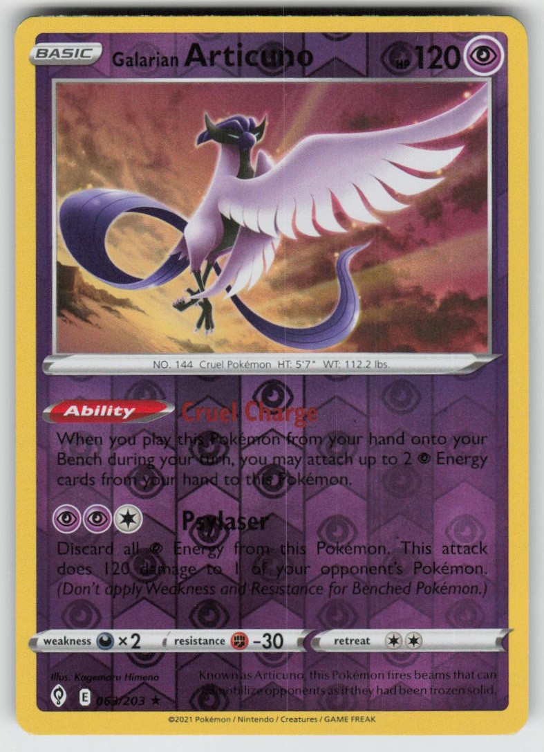 PO-04 Reverse Holo Galarian Articuno 063/203 Rare Evolving Skies Near Mint