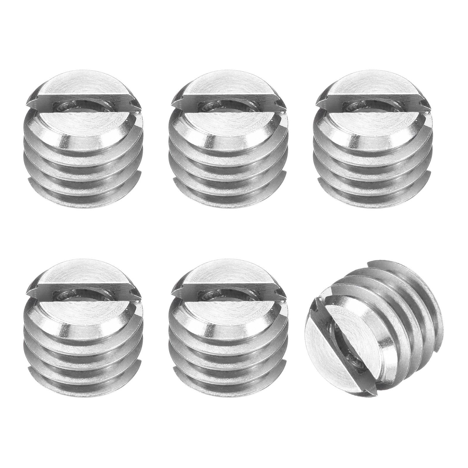 6PCS 1/4"-20Female to 3/8"-16Female 0.37x0.31Inch Stainless Steel Screw Adapters