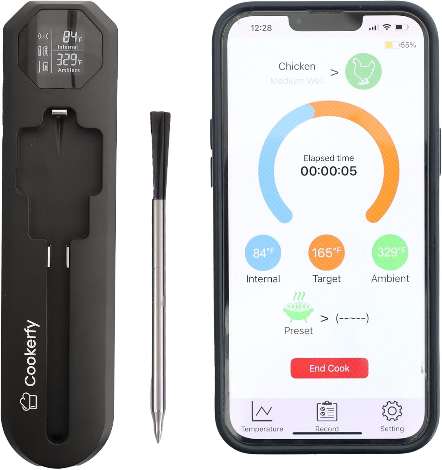 Meat Thermometer Digital Wireless –IP67 Waterproof, 48h Battery Life, Grill