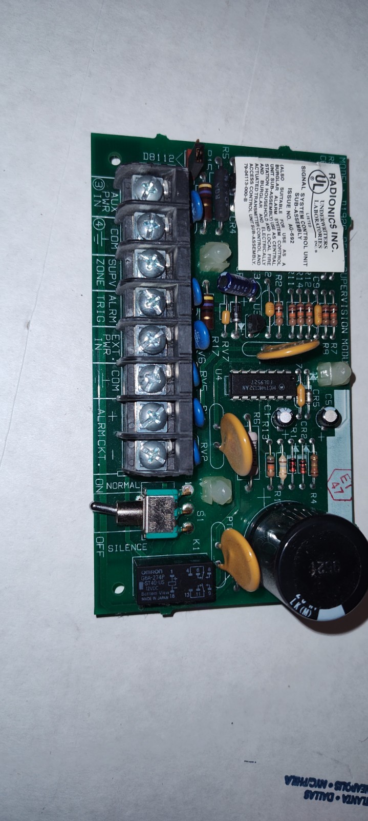 Radionics / Bosch D192C Bell Supervision Module