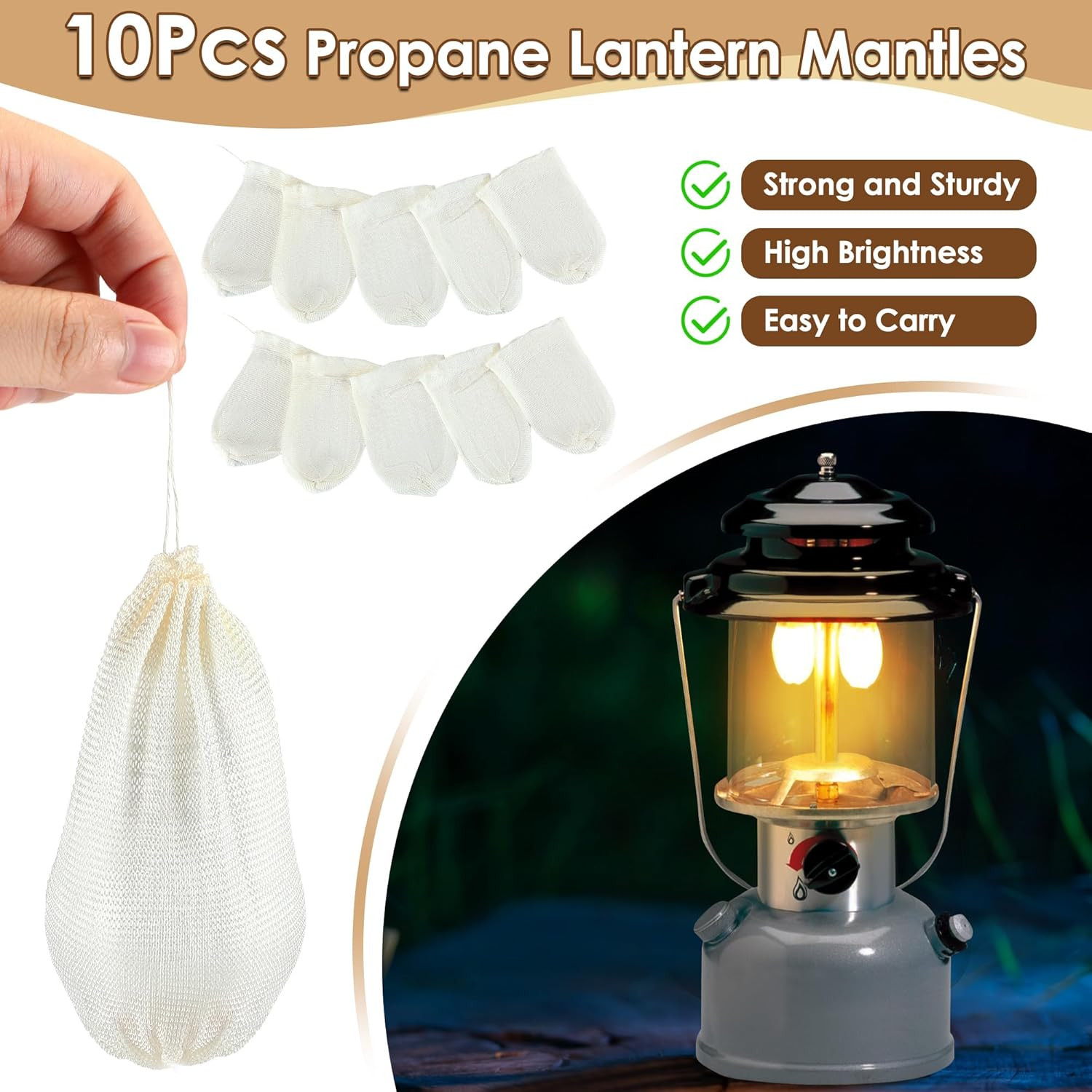 11 Pcs Propane Lantern Mantles with Glass Replacement Globe, Standard Lantern Re
