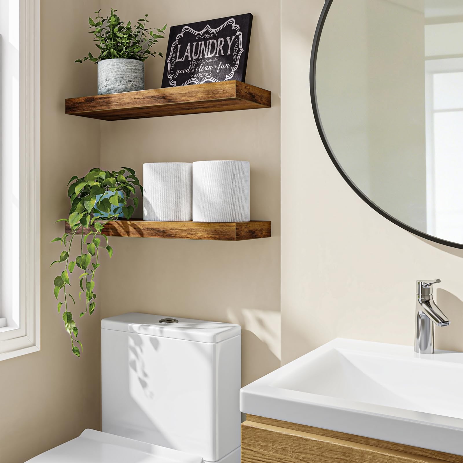 Fixwal Floating Shelves for Wall, 15.75 x 5.51 x 1.18 inches, Rustic Brown