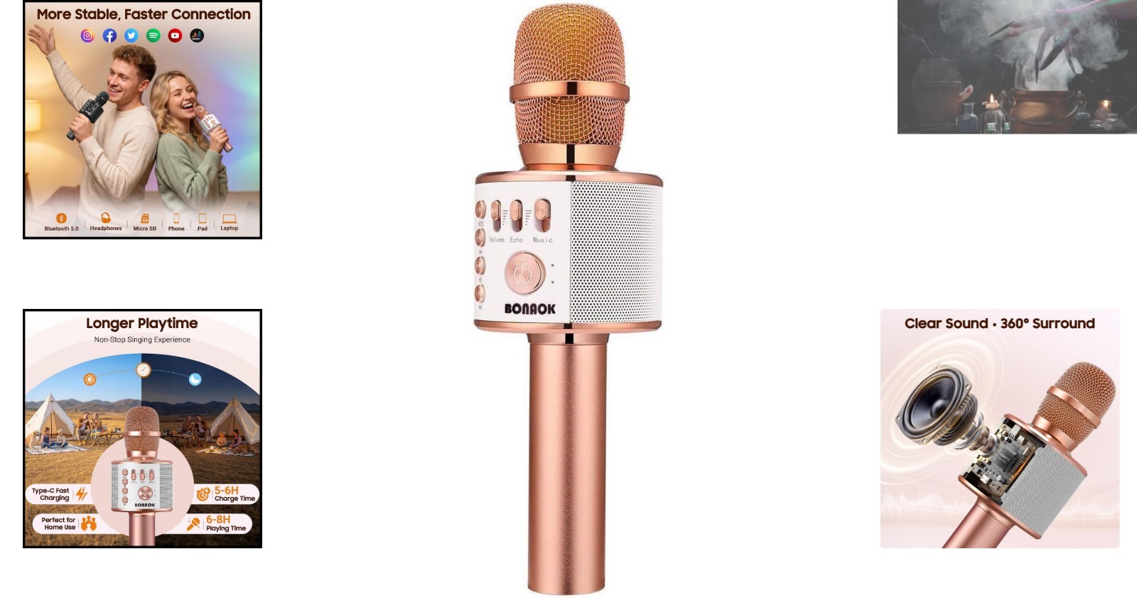 Portable Handheld Karaoke Microphone with Bluetooth - Perfect for Home Fun