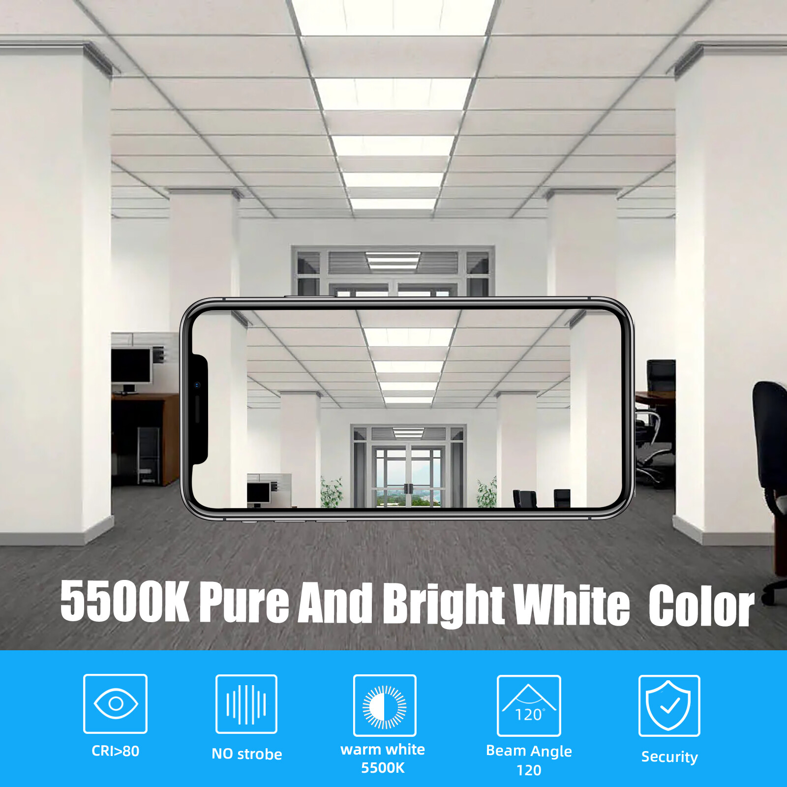 2X2 ft LED Flat Panel Light, 45W with 5400LM, Drop Ceiling Flat LED Lights Panel