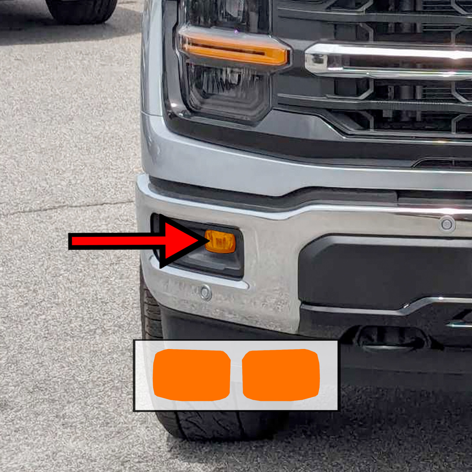For 2024-2026 Ford F-150 Amber Orange Fog Lght Tint Overlay Vinyl Decals PreCut