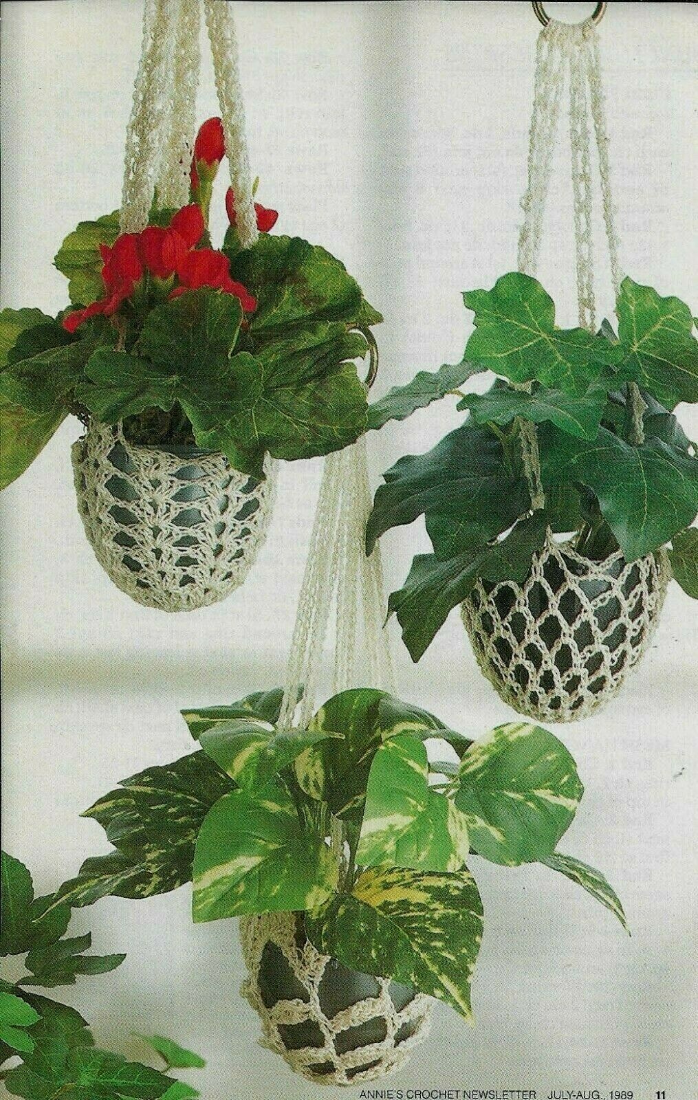 3 PLANT HANGERS HOME DECOR DIGEST SIZE CROCHET PATTERN INSTRUCTIONS