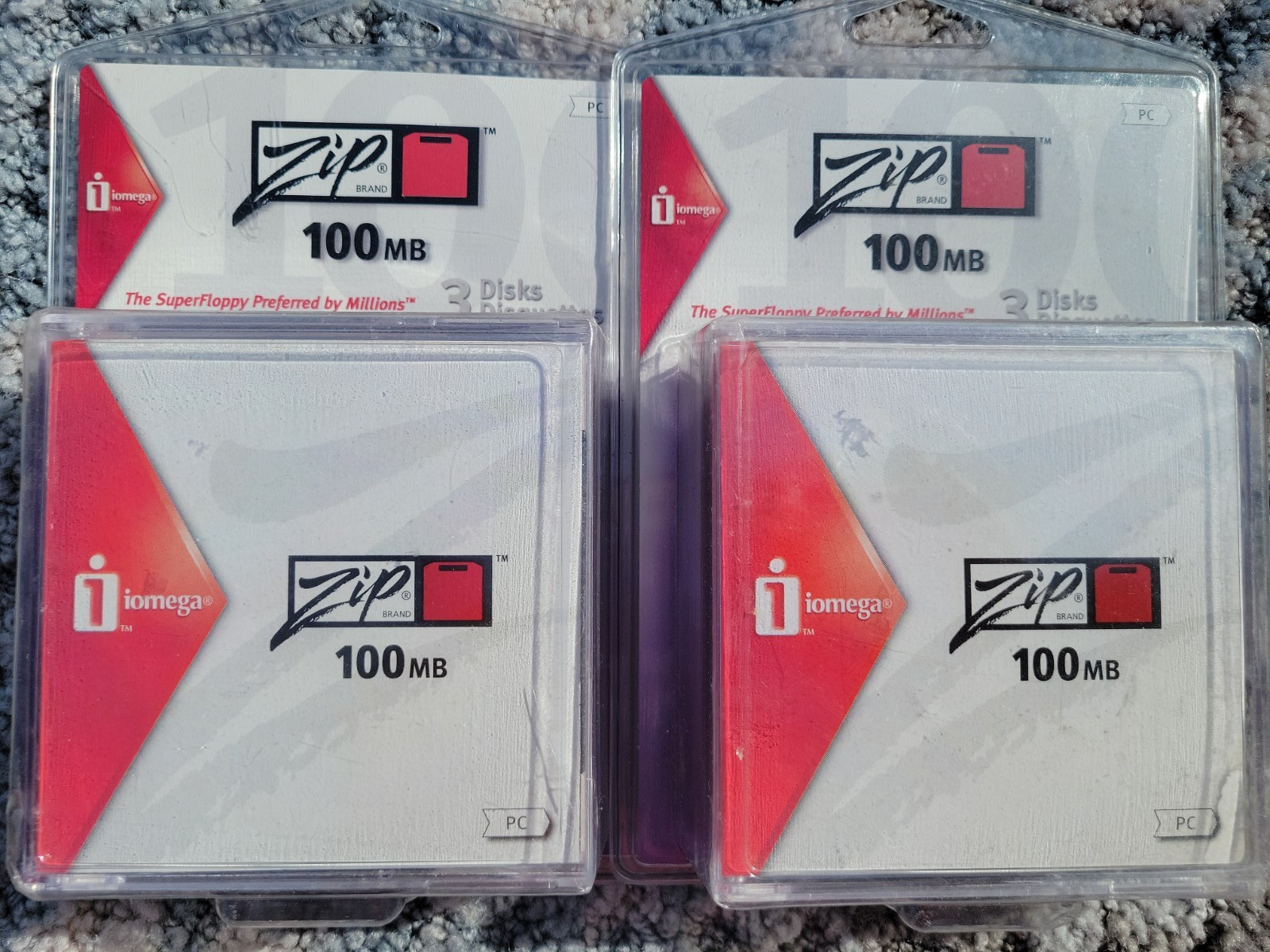 iOmega Zip Disks 100 MB 3 Pack PC/MAC; Brand New Factory New Sealed LOT OF 2