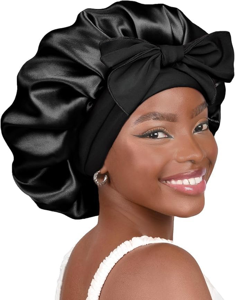YANIBEST Silk Bonnet for Sleeping Women Adjustable Double Layer Satin Bonnet Red