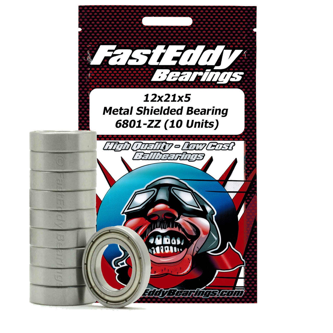 12x21x5 Metal Shielded Bearing 6801-ZZ 10 Units