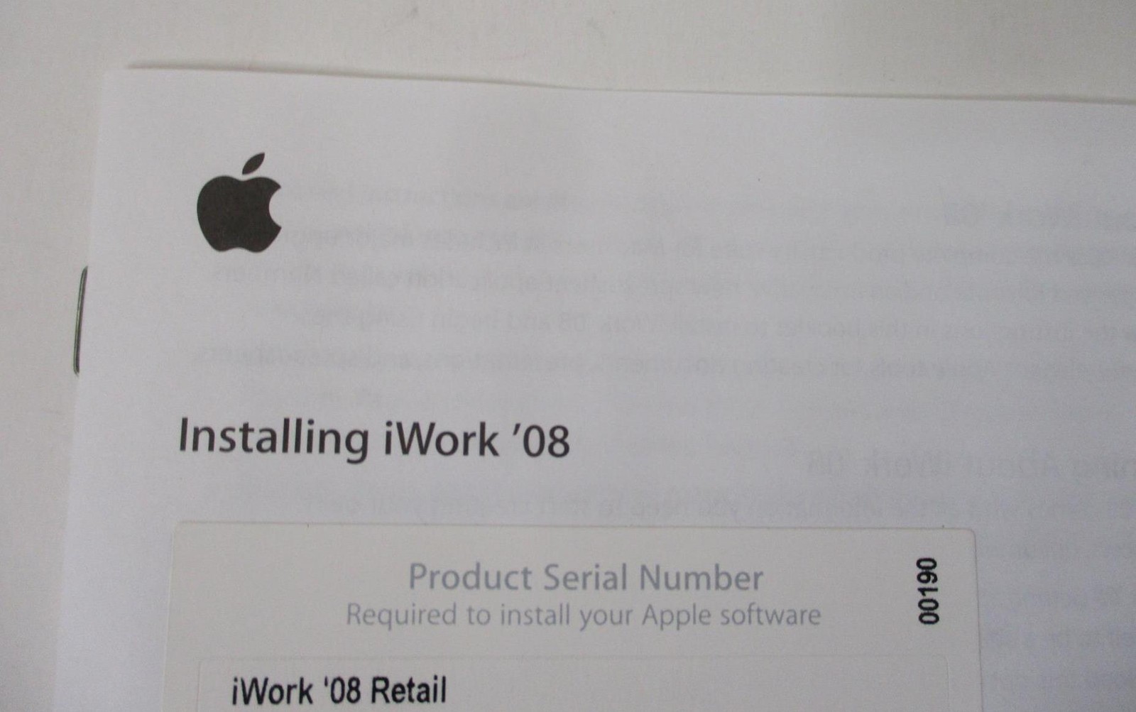 iWork 08 (2007 CD + Serial Numbers) Mac Version 8.0 Install Disc; Apple Software