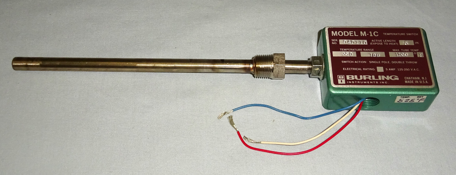 Burling Instruments M-1C Temperature Switch Range 350-700 Degrees F M1C NEW