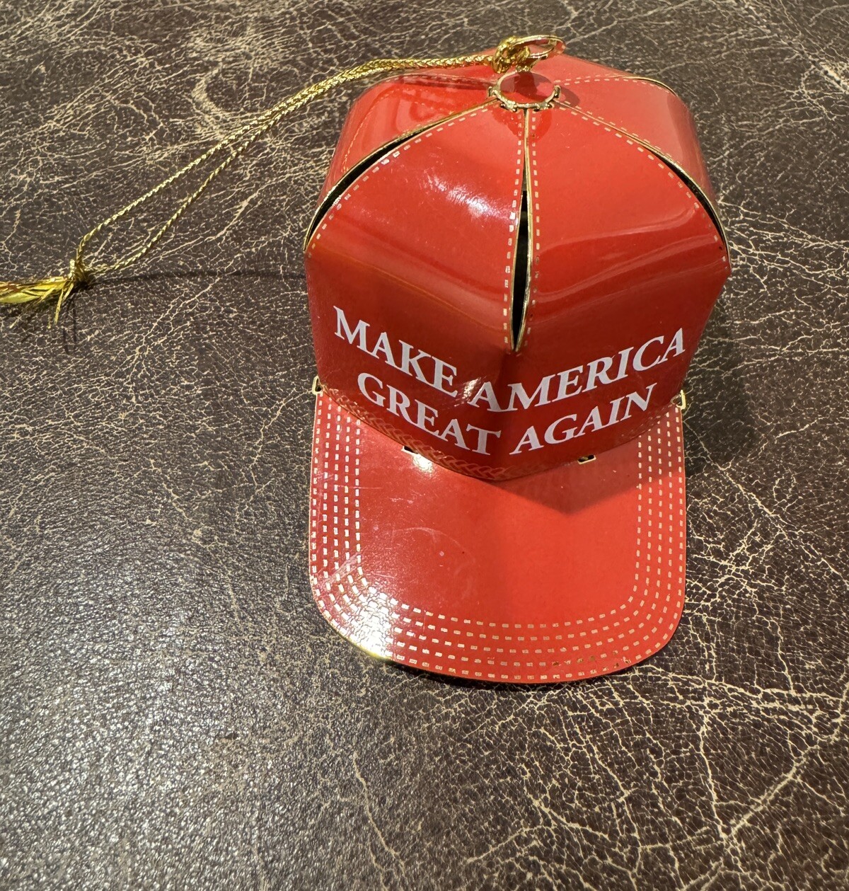 Trump Make America Great Again Metal Red Hat Christmas Ornament Official MAGA