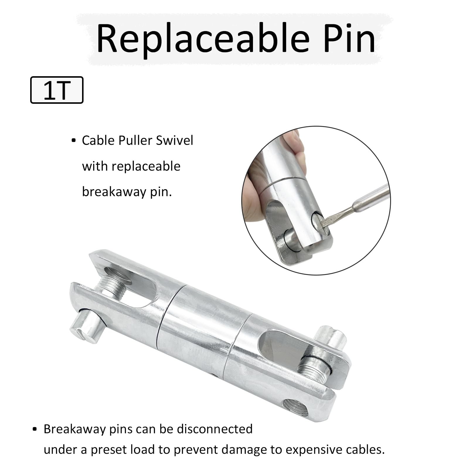 1 PC 1 Ton Cable Pulling Swivel Wire Bearing Breakaway Tool Construction