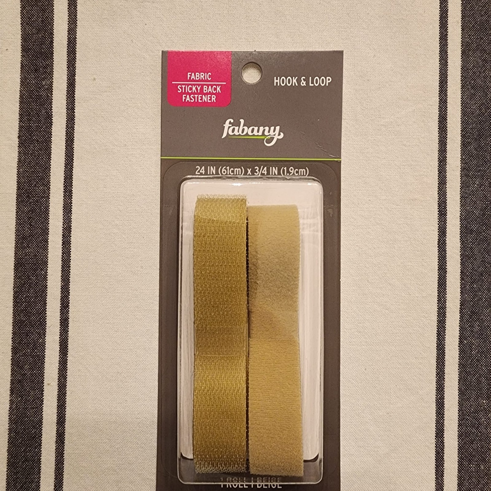 Fabany Hook Loop Fabric Rectangle Beige Sticky Back Fastener 24"x3/4"