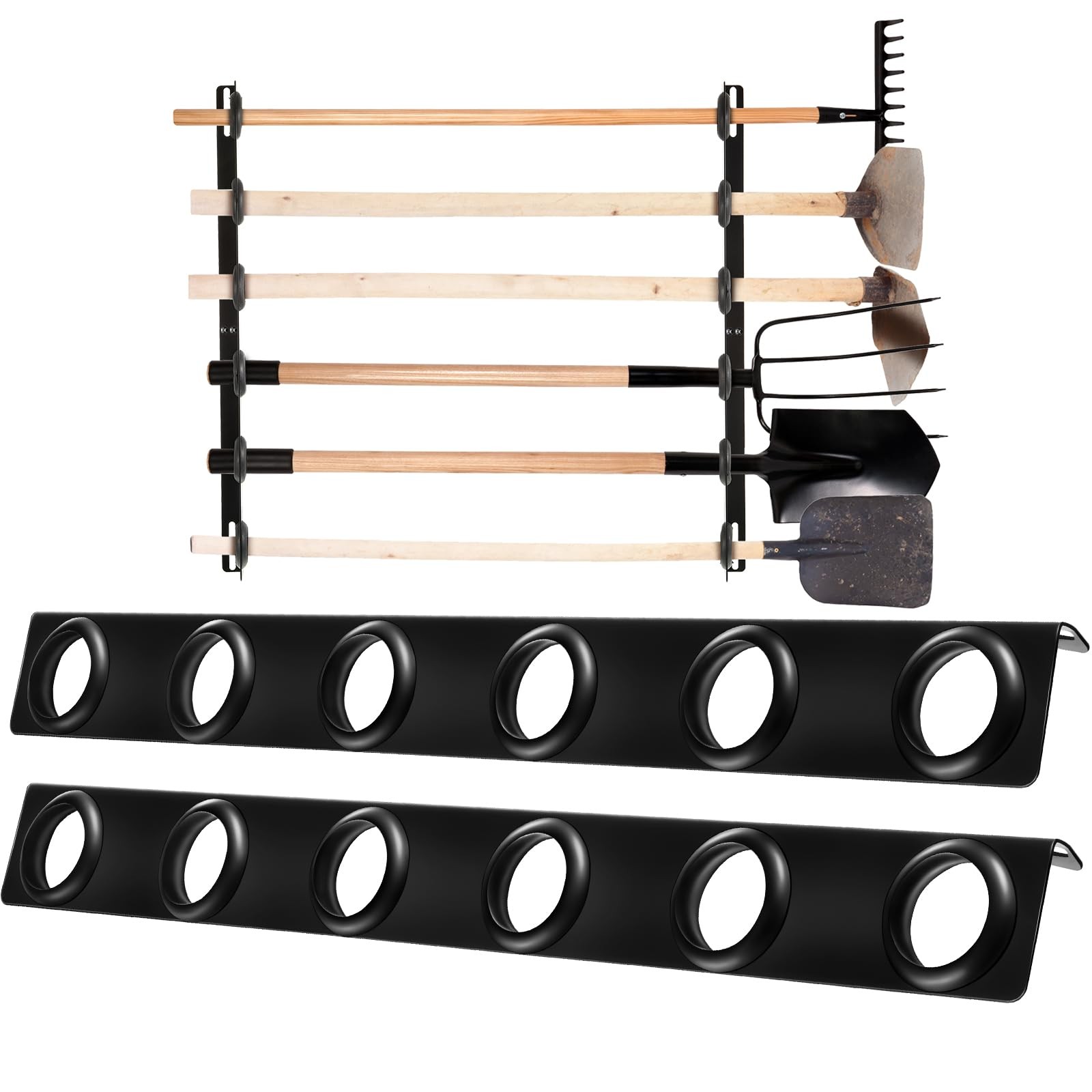 Dunzy 2 Sets 6-Tool Landscape Trailer Rack for Lawn Equipment 6 Hole Hand...