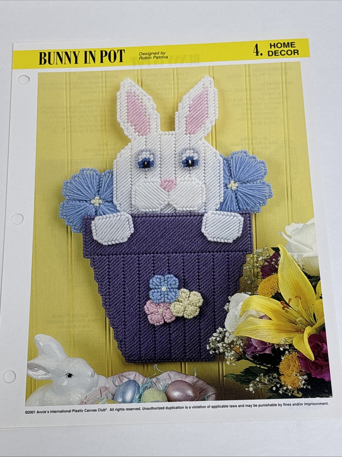 Bunny In A Pot Annie's Attic Plastic Canvas Pattern Page