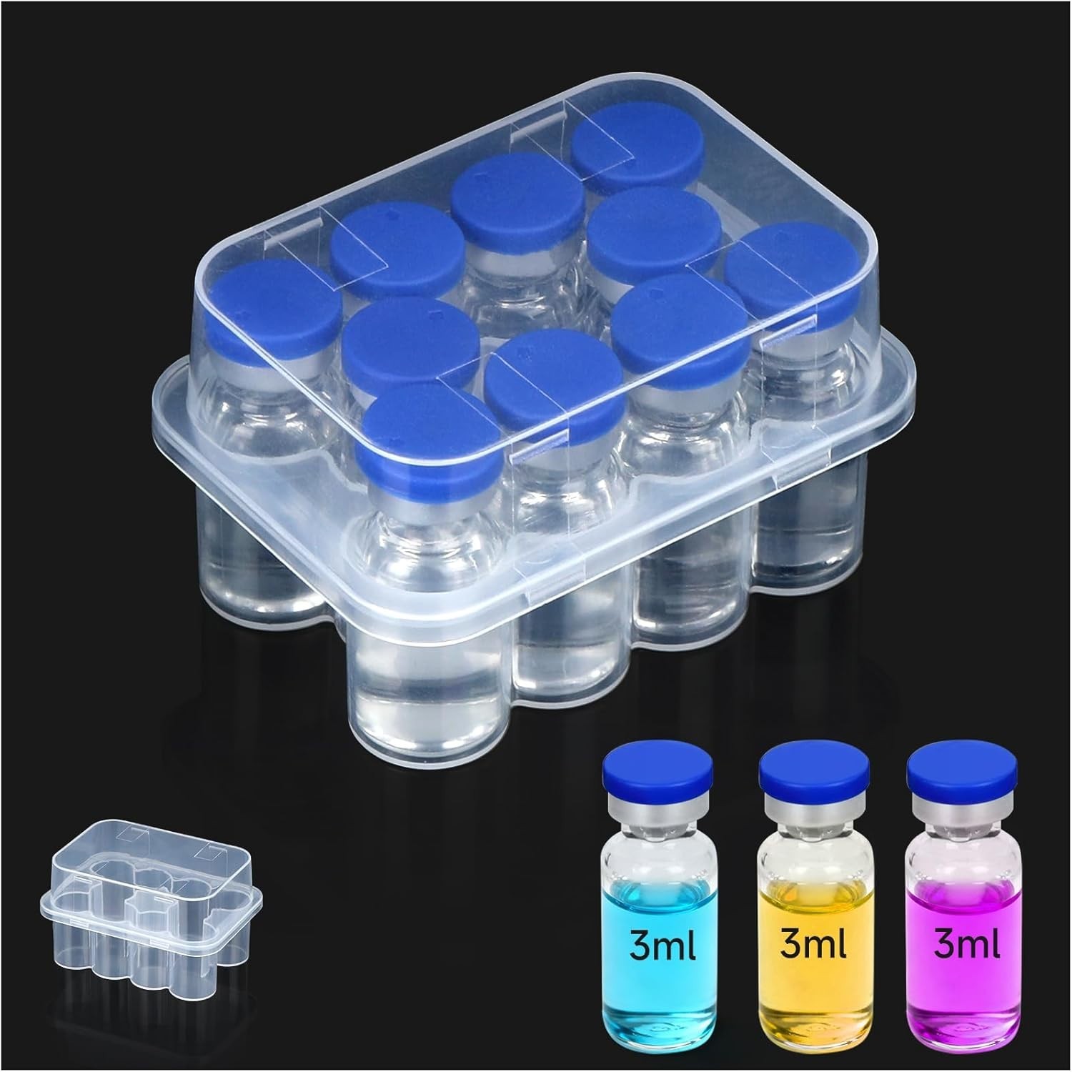 10-Slot 3ml Insulin Vial Storage Case - Secure & Transparent Organizing Solution