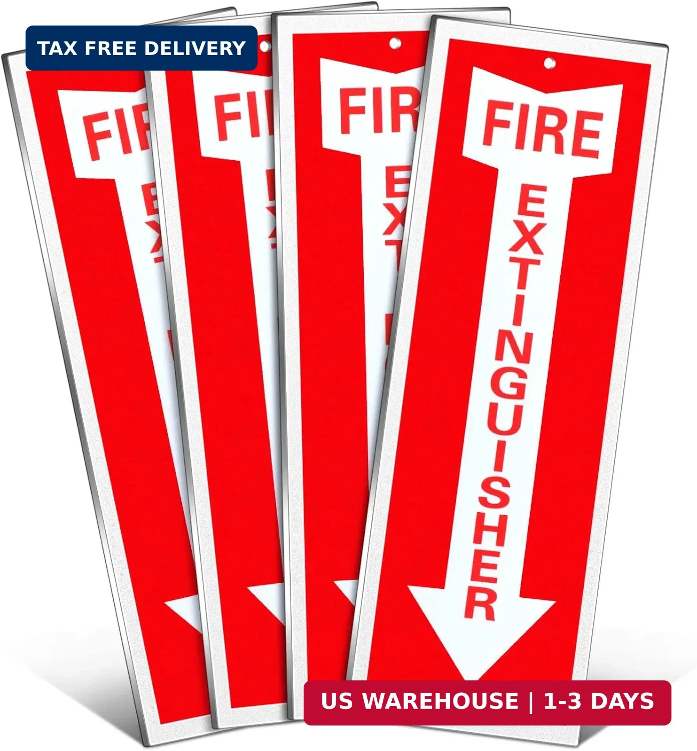 4 Pack Fire Extinguisher Sign 4 x 12 Inch Fire Rust Aluminum Signs Lami