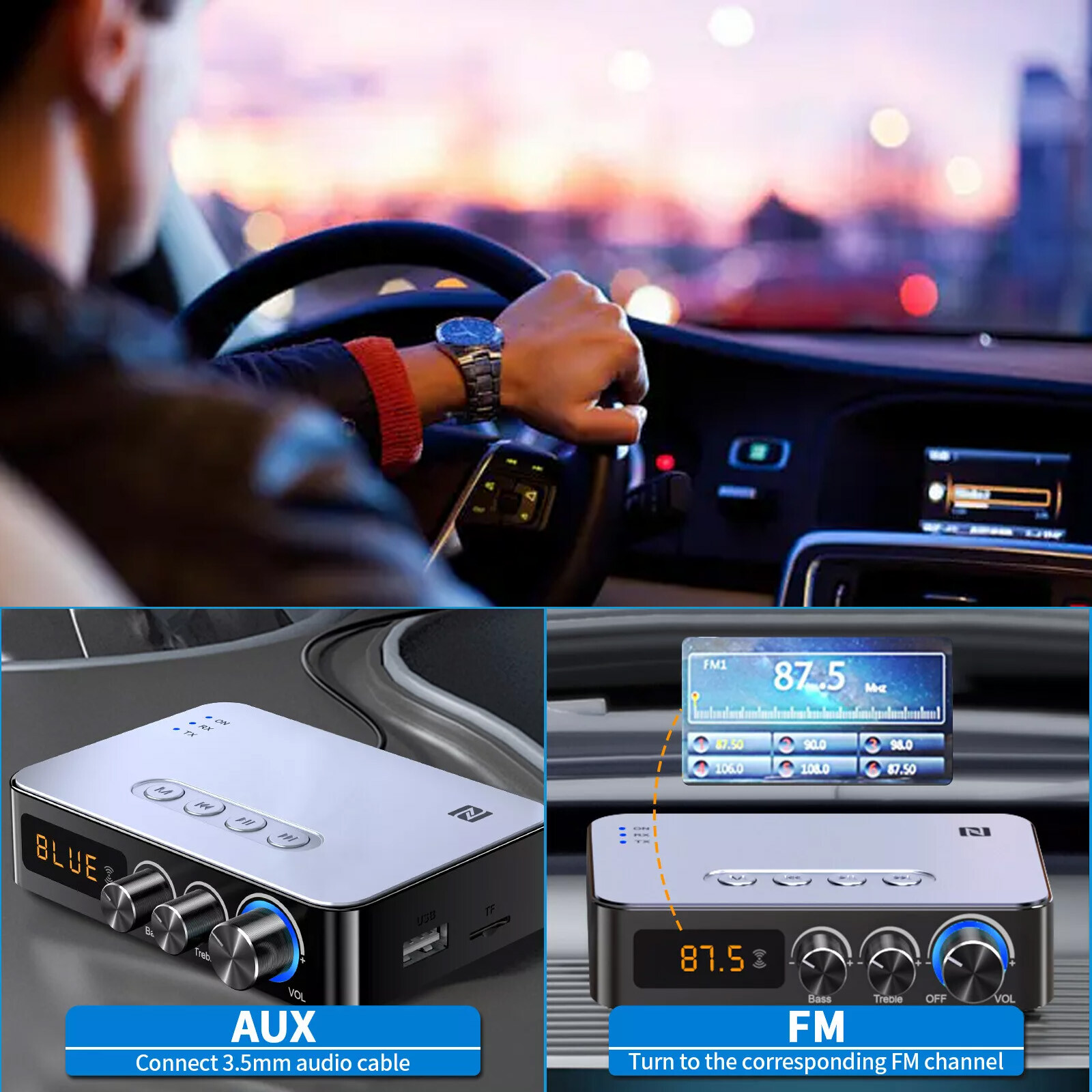98ft Long Range 5.1 Bluetooth Audio Transmitter Receiver NFC Cordless Adapter