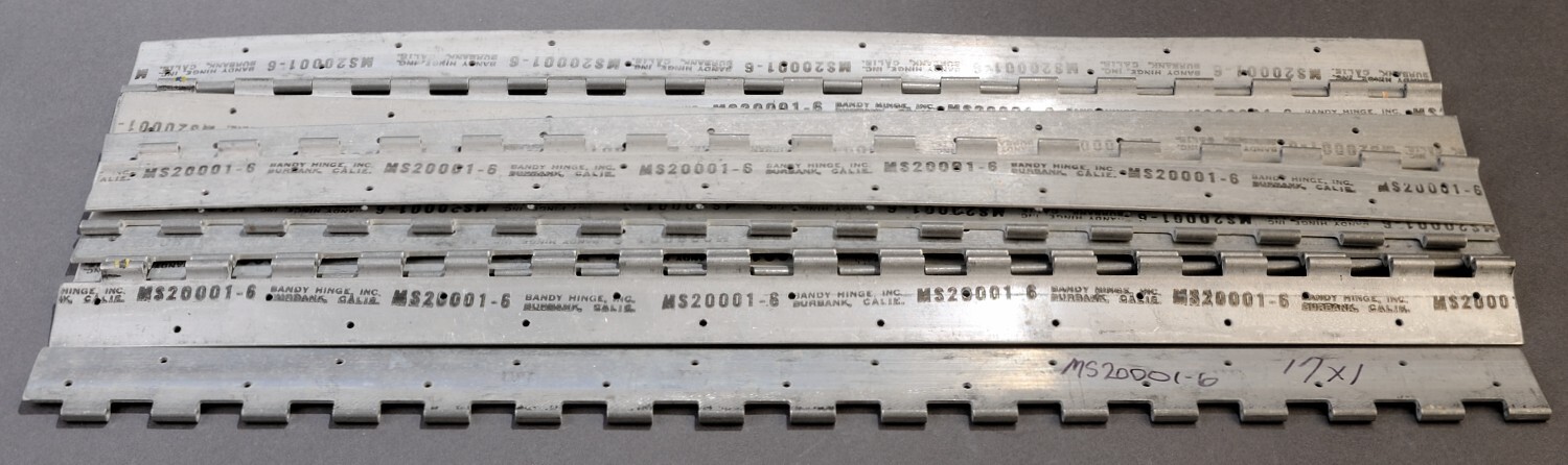 NEW~OEM~ 2 PIPER AEROSTAR HINGE HALVES, 17" X 1" ~ P/N: 189-367 ~ MS#: MS20001-6