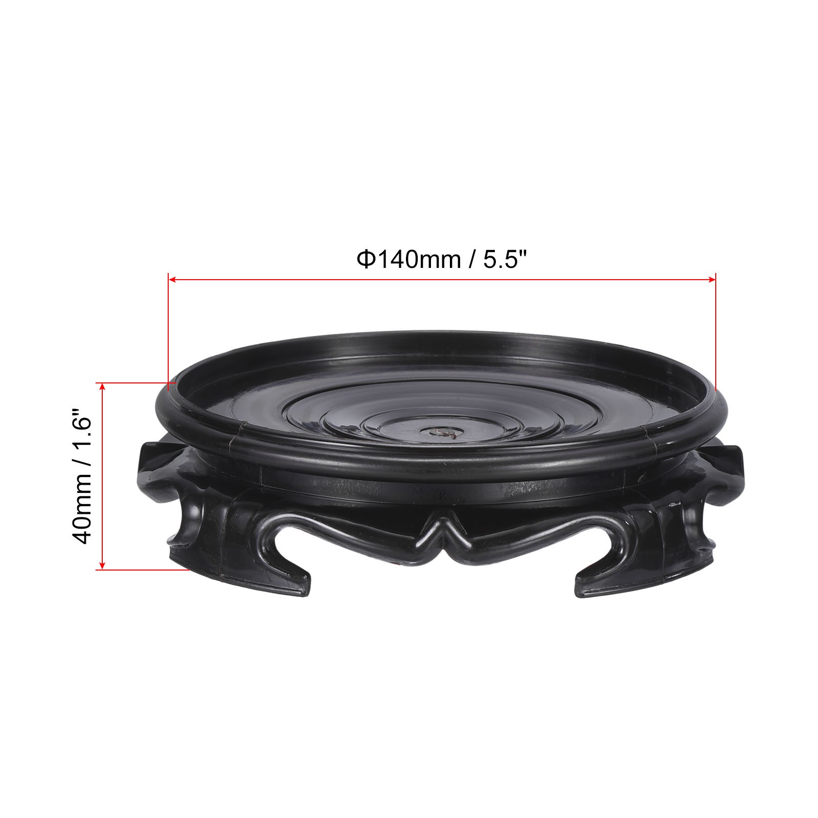 Black Planter Display Stand 5.5" Dia Plastic Round Bonsai Base
