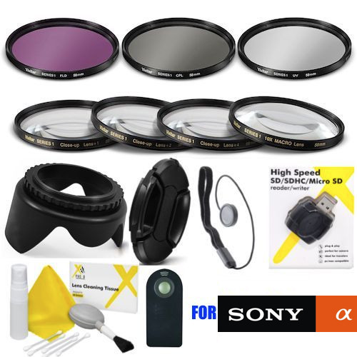 4K FILTER KIT +4 MACRO LENS KIT + REMOTE + HOOD +USB FOR SONY ALPHA A5000 A5100