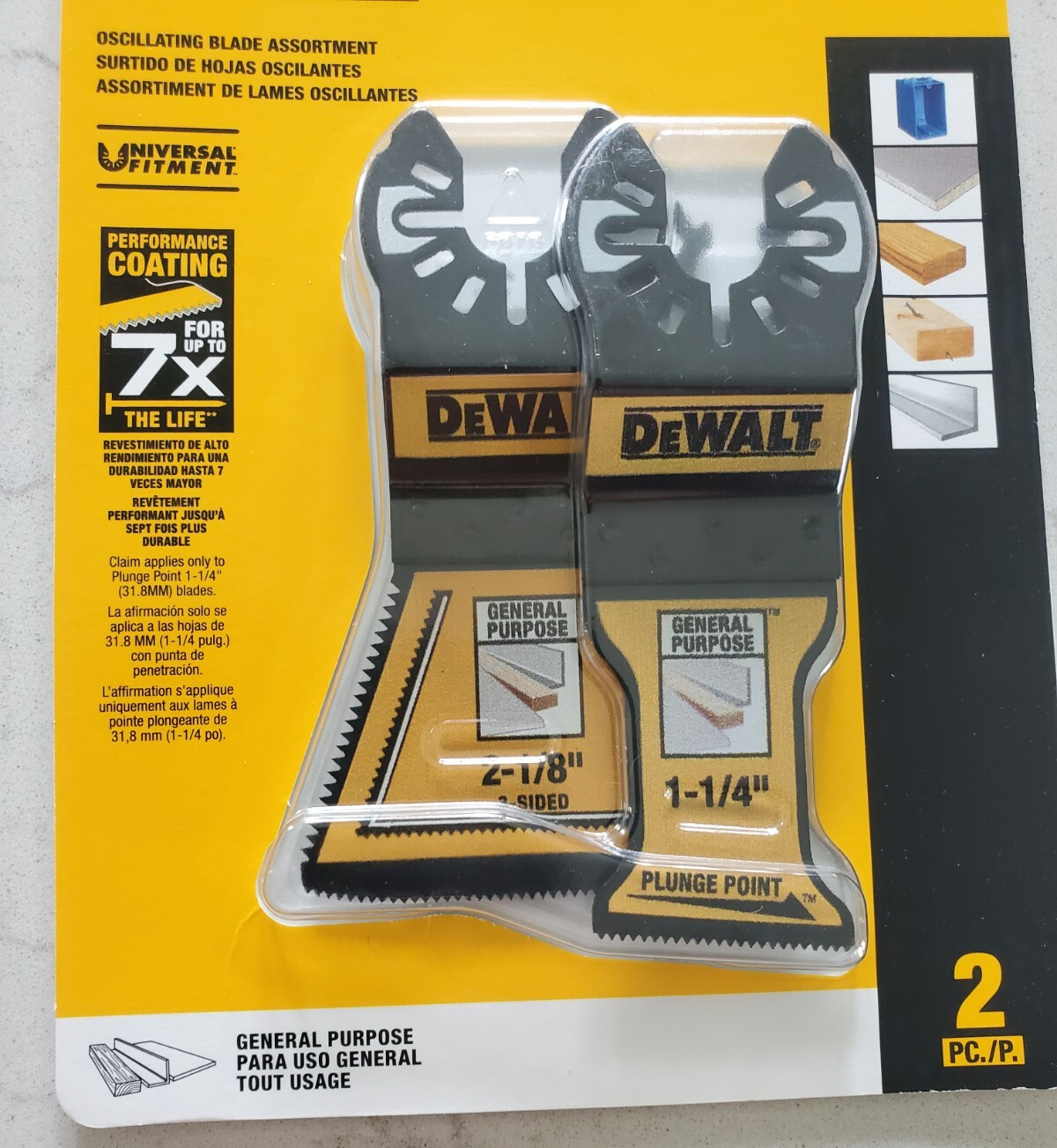 DeWalt 2-Pack Multiple Materials Oscillating Blade Assortment Set DWA422SET New