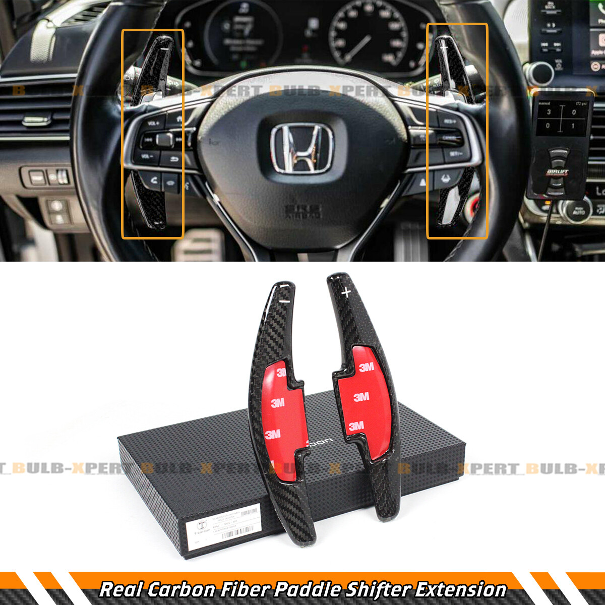 For 18-22 Accord Civic Real Carbon Fiber Steering Wheel Paddle Shifter Extension