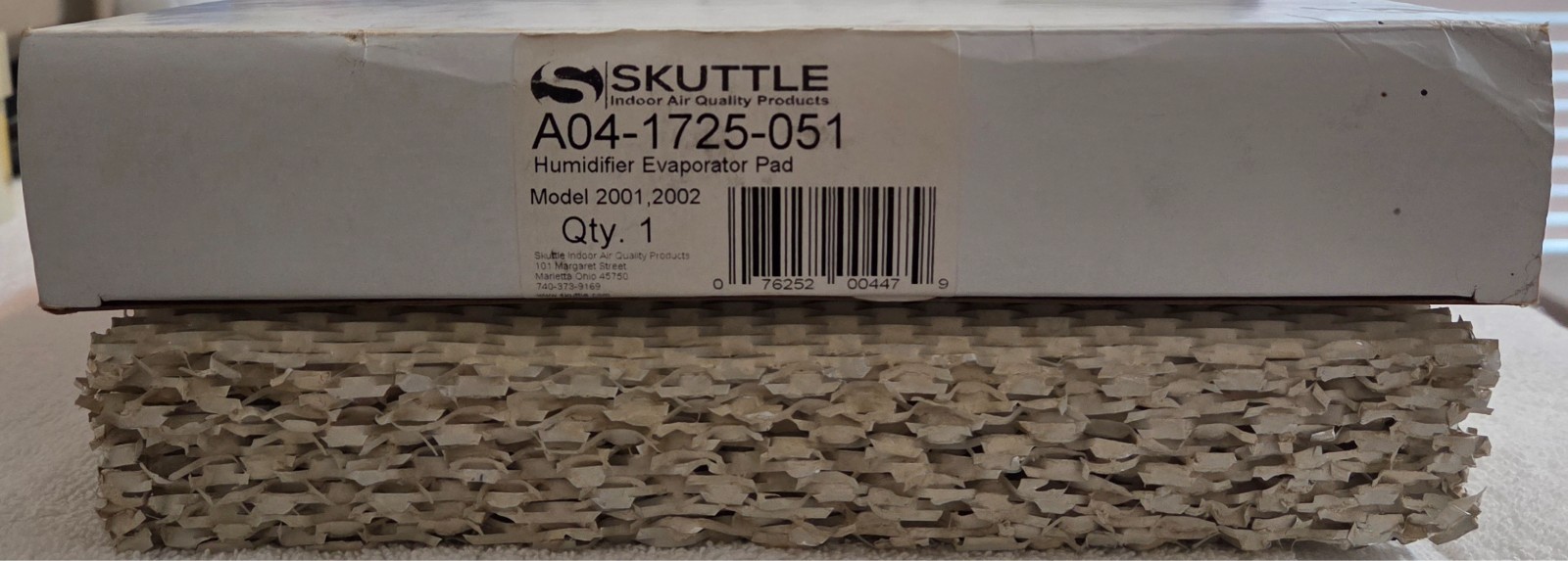 SKUTTLE AO4-1725-051 HUMIDIFIER EVAPORATER PAD MODEL 2001, 2002 WITH WICK NEW