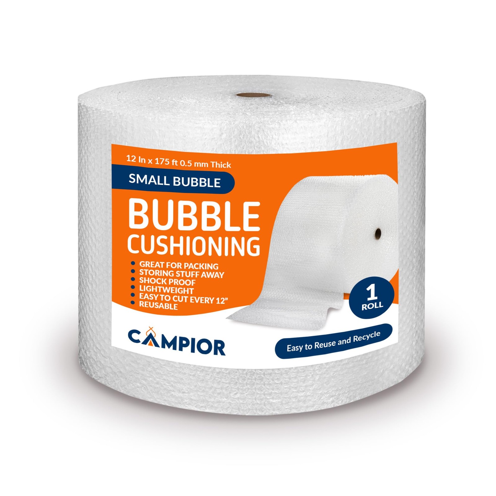 Campior Small Bubble Cushioning Wrap for Moving and Shipping - 1 Pack, Clear