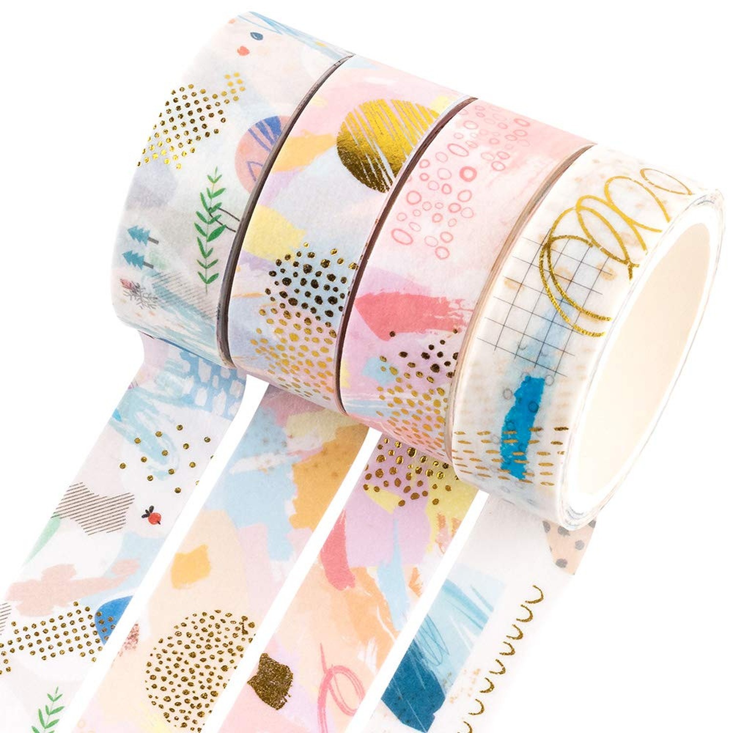 YUBBAEX Gold Washi Tape IG Style Foil Masking Tape Set Decorative for Arts, D...