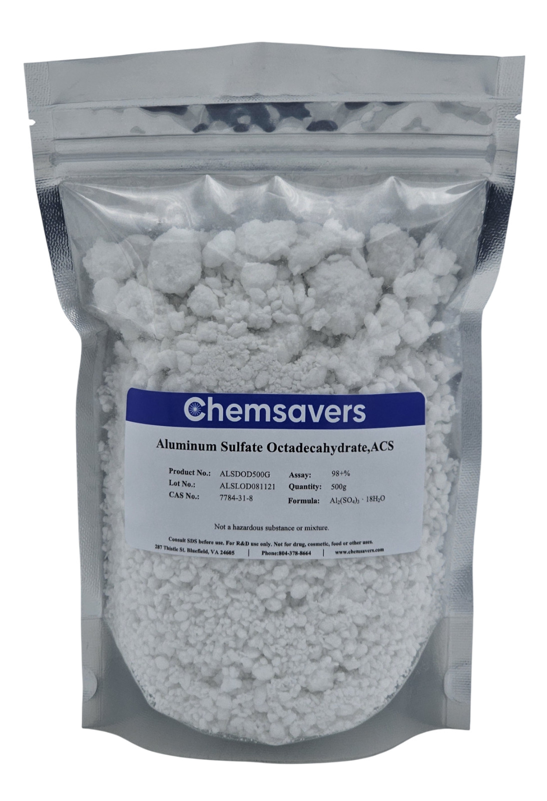 Aluminum Sulfate Octadecahydrate, ACS, 98+%, 500g